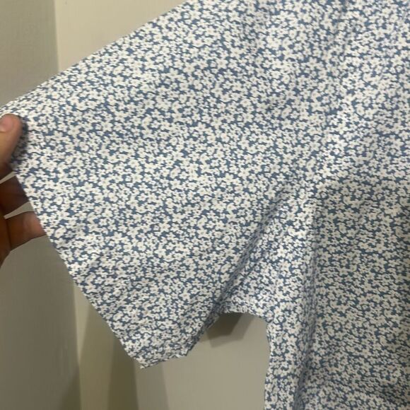 NWT Joseph Abboud Mens‎ Blue Modern Fit Floral Short Sleeve Button Up Shirt XXL - Picture 4 of 8